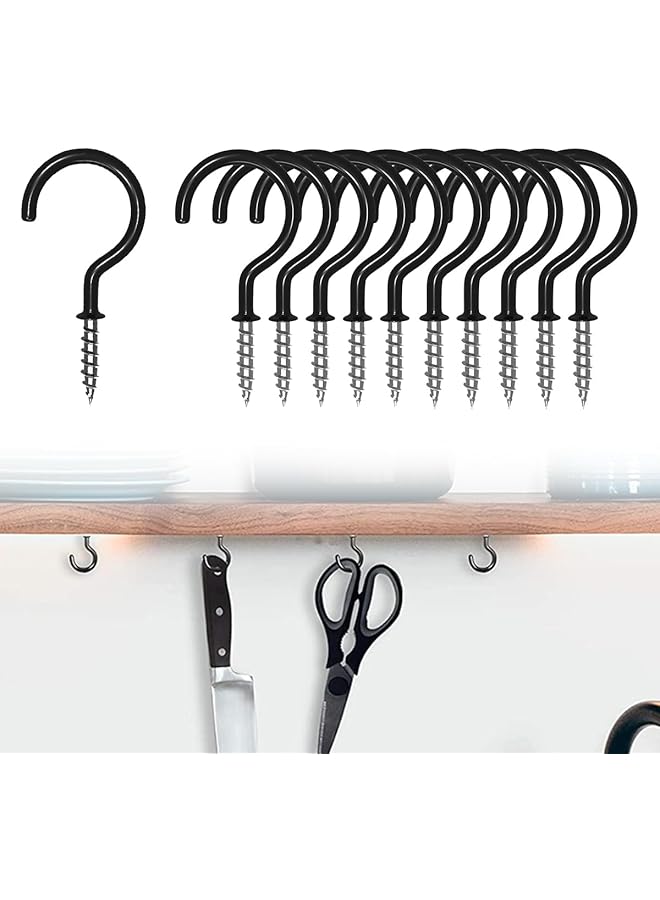 promass 25 Pcs Heavy Duty Ceiling Hooks for Hanging Plant, 2.9 inch Black Spiral Hooks for Kitchen Garden Ceiling Hanging, Vinyl Coated Screw-in Kitchen Hooks - Image 1