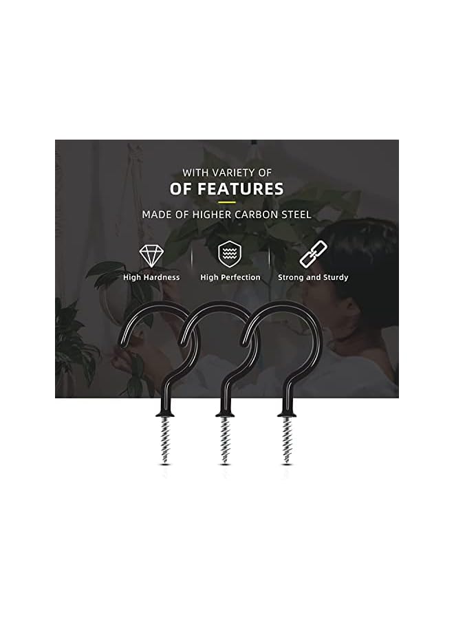 promass 25 Pcs Heavy Duty Ceiling Hooks for Hanging Plant, 2.9 inch Black Spiral Hooks for Kitchen Garden Ceiling Hanging, Vinyl Coated Screw-in Kitchen Hooks - Image 4