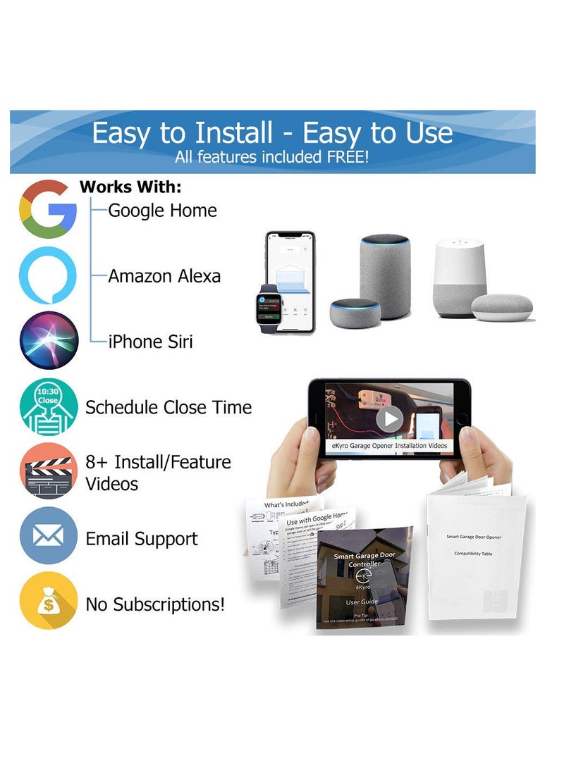 Generic - Tuya Smart WiFi Switch Garage Door Opener Controller Work with Alexa Echo Google Home SmartLife/Tuya APP Control No Hub Required - Image 1
