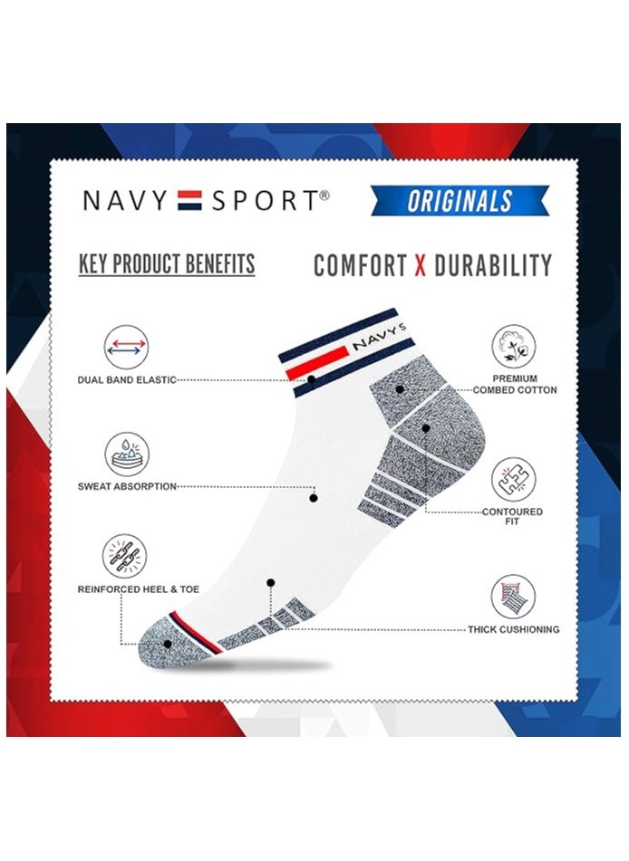 NAVYSPORT - NAVYSPORT Originals Unisex Casual Cushion Cotton Ankle Socks, Assorted Combo, Pack of 4, Free Size - Image 1