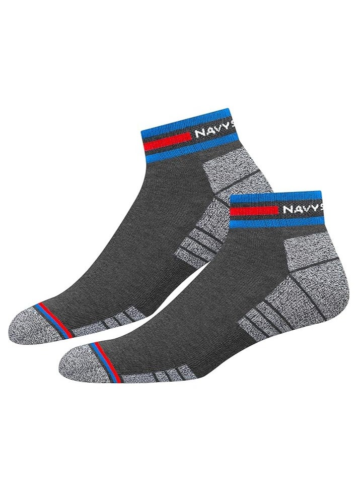 NAVYSPORT - NAVYSPORT Originals Unisex Casual Cushion Cotton Ankle Socks, Assorted Combo, Pack of 4, Free Size - Image 1