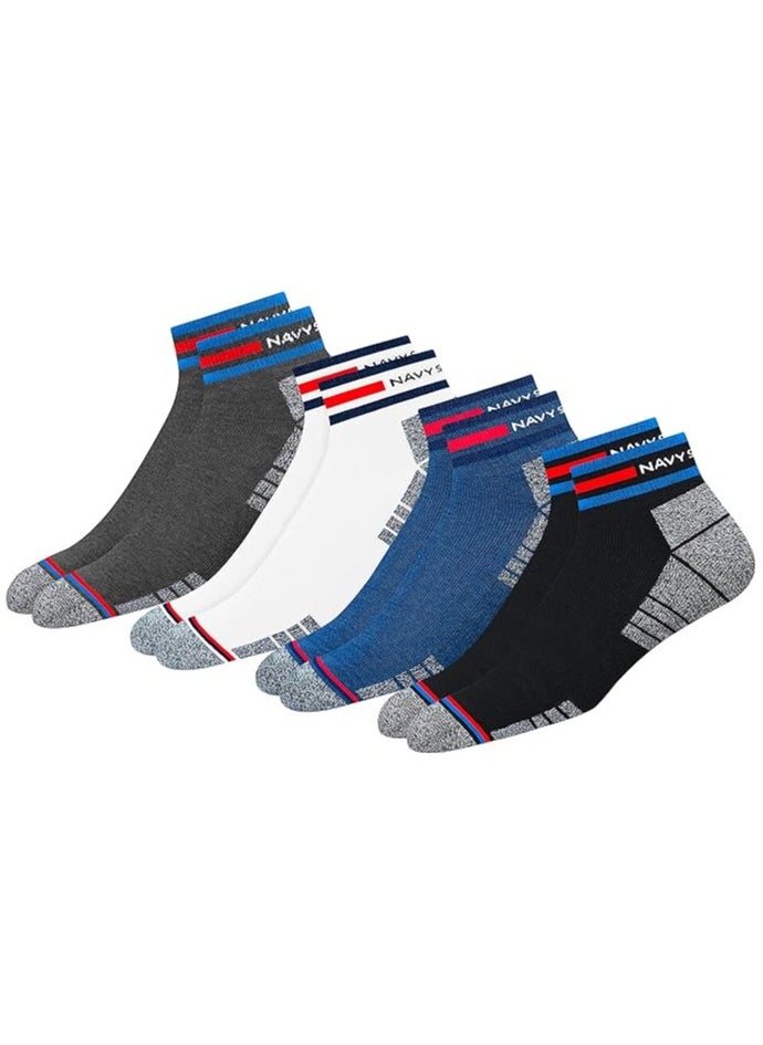 NAVYSPORT - NAVYSPORT Originals Unisex Casual Cushion Cotton Ankle Socks, Assorted Combo, Pack of 4, Free Size - Image 1