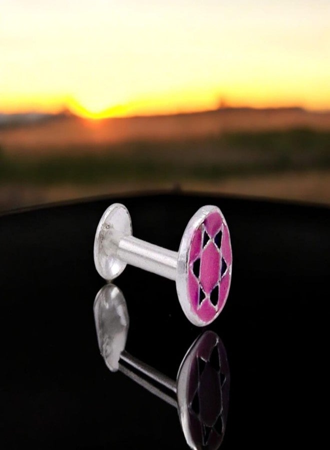 LBV 925 Sterling Silver Nose Pin For Women and Girls | Trendy Antique Multicolor Nose Pin - DC-974 - Image 2