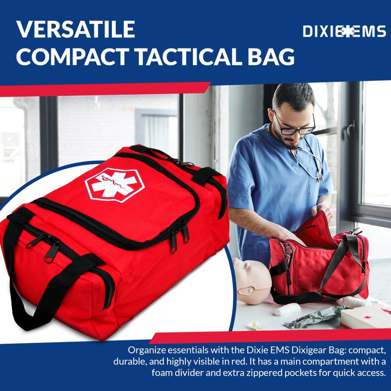 Dixie EMS Dixigear Empty First Responder II Bag 10.5" x 5" x 8" - Red - Image 2