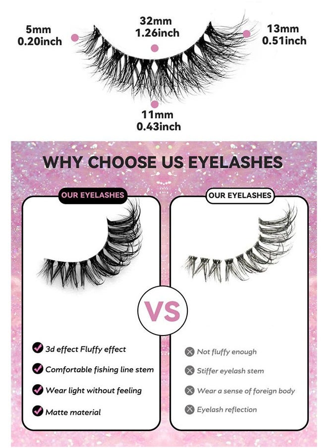Ocean Strip False Lashes 7 Pairs, 8D Effect Lash, Natural Slim Style Multi Layered False Eyelashes, Curl Lashes Extension Strip Eyelashes Pack, Enlarge Your Eyes Eyelashes  - Image 3