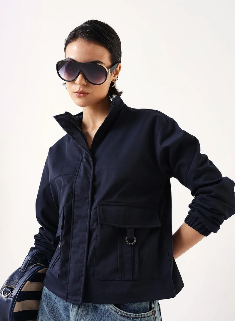 Women's Denim 100% Polyester Solid Regular Fit Jacket