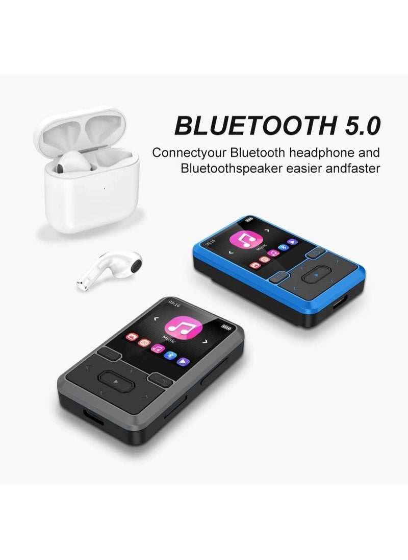 LAESO - 32GB Clip MP3 Player Bluetooth 5.0, Portable Wearable Sports Music Player, Ultra Light Hi-Fi Lossless Sound Quality MP3 Player for Kids, FM Radio Support, Pedometer, Max 128GB (Black) - Image 1
