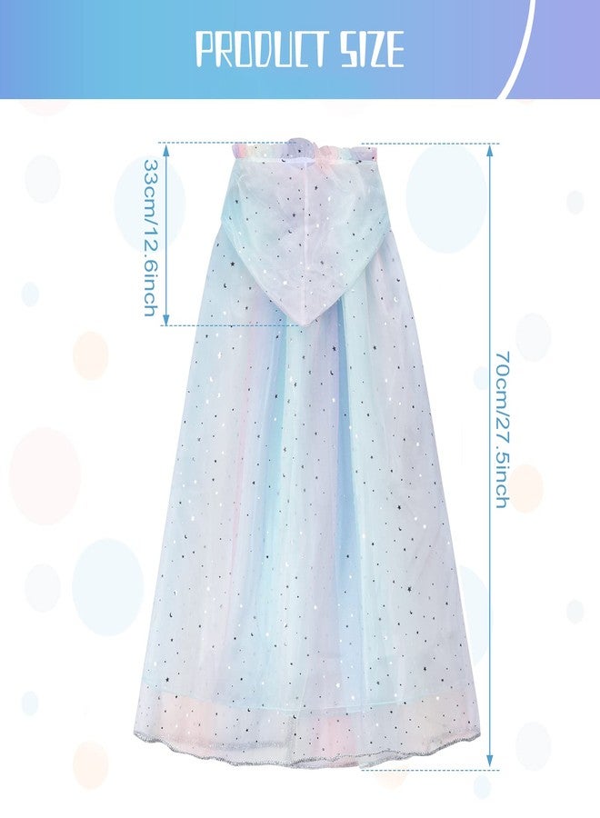 XEPST Princess Hooded Cape, Colorful Princess Cloak with Sparkling Sequins - Fancy Dress Accessories for Girl's Halloween Costume, Birthday Party, Cosplay - Image 2