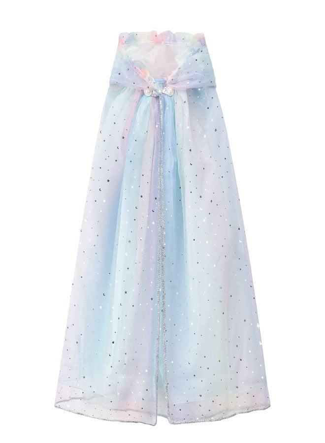 XEPST Princess Hooded Cape, Colorful Princess Cloak with Sparkling Sequins - Fancy Dress Accessories for Girl's Halloween Costume, Birthday Party, Cosplay - Image 1