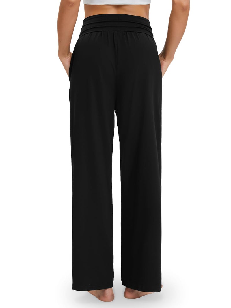 Gracyoga Wide Leg Yoga Pants for Women Casual Loose Cozy Sweatpants High Waisted Lounge Pajama Flowy Pants With Pockets - Image 3