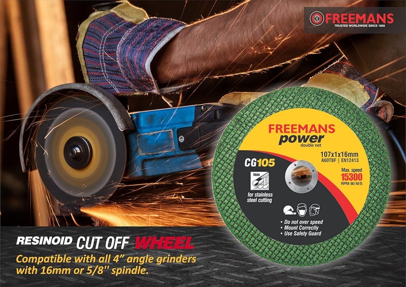 FREEMANS 4-Inch Double Net Cut off Wheels for Metal and Stainless Steel Cutting using Angle Grinder, Green - Pack of 100 Pieces - Image 3