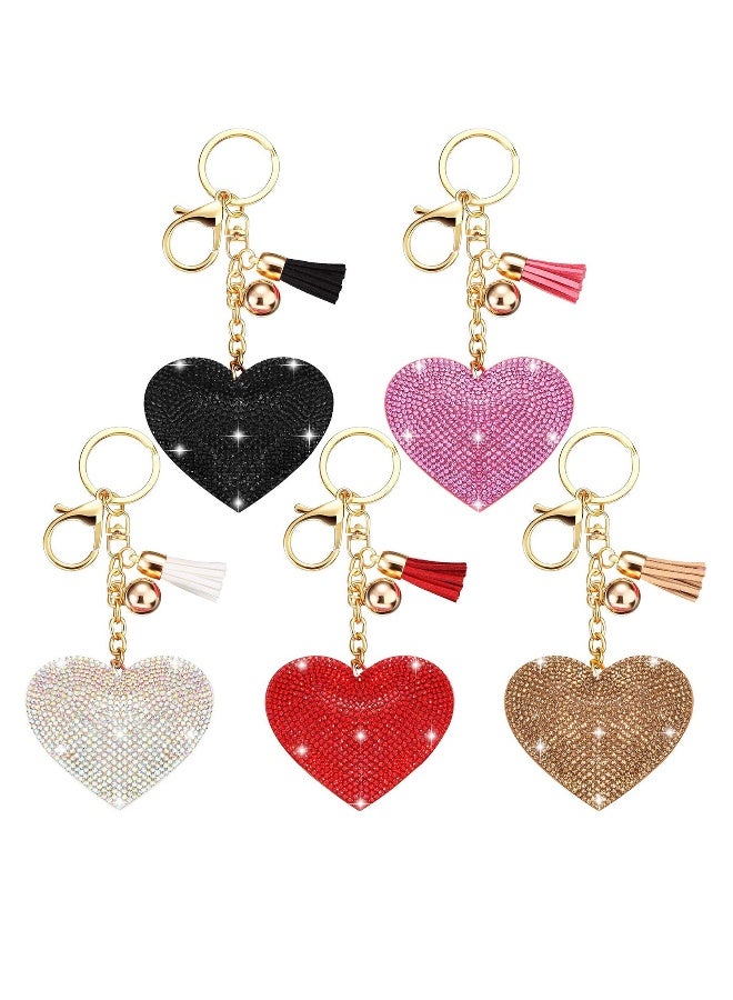 Bling Heart Keychain for Women and Girls Rhinestone Backpack Accessories Purse Charms Lovely Tassel Key Chain Key Fob Heart Shape Keychains Glitter Crystal Heart Key Rings DIY Hanging Buckle - Image 1
