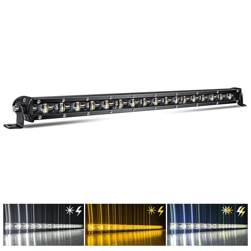 CO LIGHT Led Light Bar Single 14 inch Slim Single Row Lightbar Driving Combo Beam Off Road Fog Work Lights with Mounting Brackets 6D Reflectors for Truck Car Cabin Boat ATV UTV