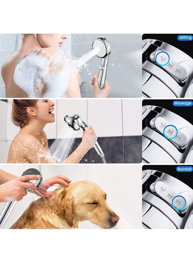 SOLARAE Shower Head, High Pressure Hand Held Showerhead, 360 Degree Rotating Water Saving Heads and Hose 2m Set with Pause Switch Adjustable Universal 3 Mode - Image 2