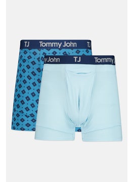Men 2 Pieces 6 Inseam Brand Logo Boxer Brief, Blue