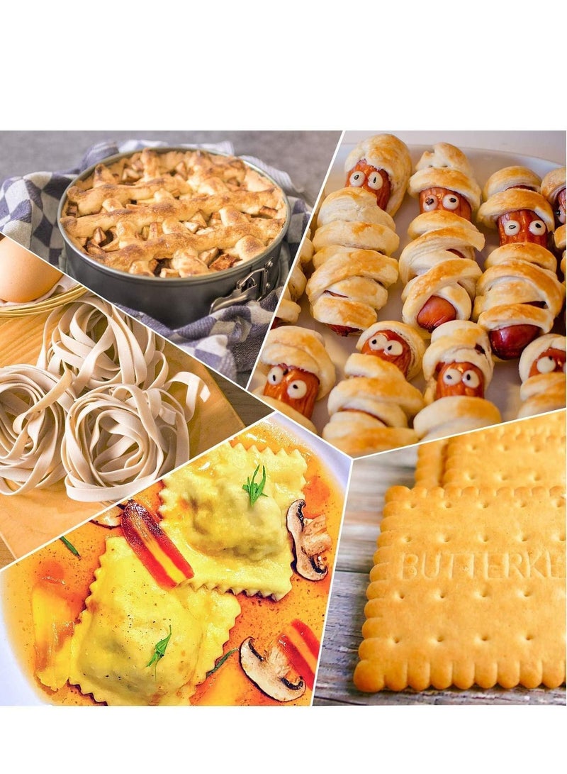 NIBEMINENT Pastry Dough Cutting Roller Noodle Fudge Ribbon Cutter 4 Different Gear Embosser Set for Home Kitchen Time Saving Baking, Italian Bread Dessert Tool - Image 3