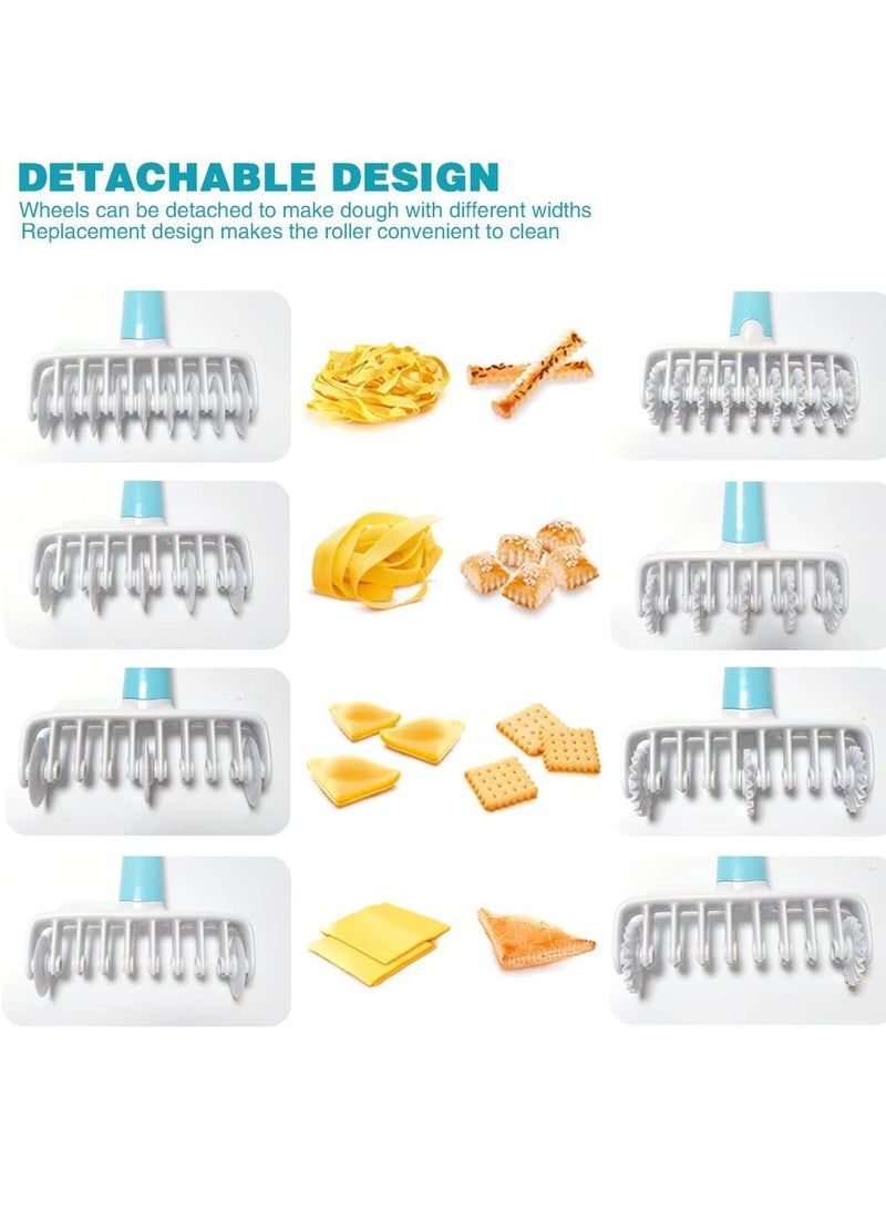 NIBEMINENT Pastry Dough Cutting Roller Noodle Fudge Ribbon Cutter 4 Different Gear Embosser Set for Home Kitchen Time Saving Baking, Italian Bread Dessert Tool - Image 4