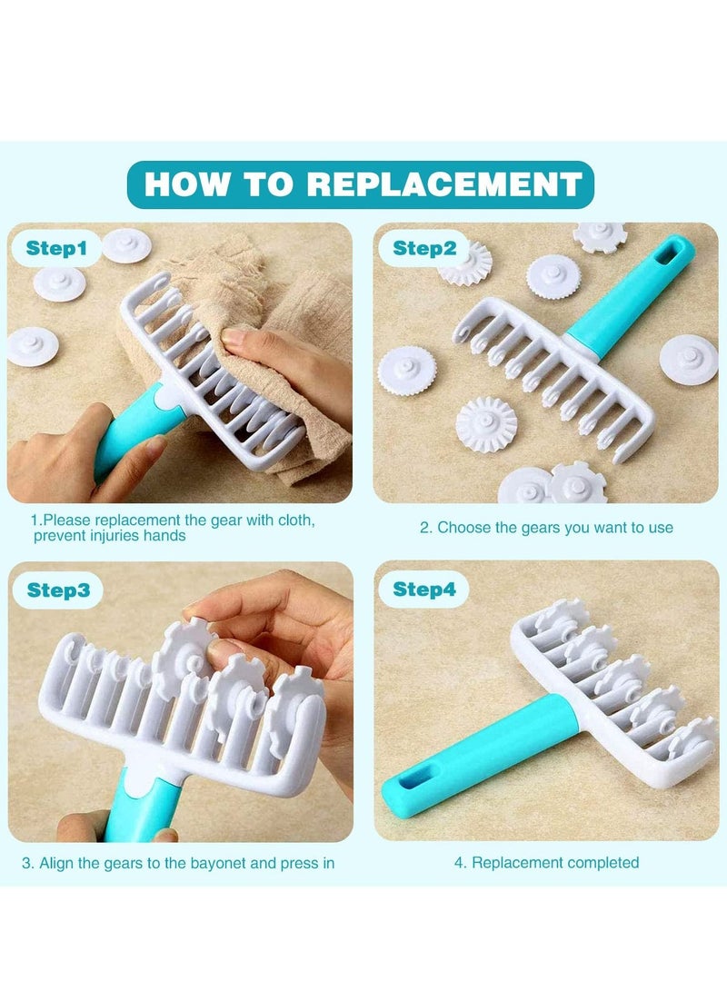 NIBEMINENT Pastry Dough Cutting Roller Noodle Fudge Ribbon Cutter 4 Different Gear Embosser Set for Home Kitchen Time Saving Baking, Italian Bread Dessert Tool - Image 5