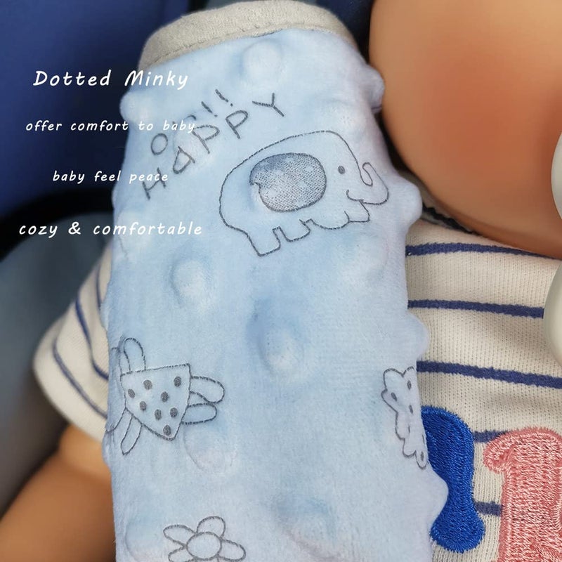 DODO NICI غطاء حزام مقعد السيارة DODO NICI للرضع، غطاء حزام الأمان، وسادة حزام تناسب حاملة الأطفال/عربة الدفع/عربة الأطفال، مريح بسلام مزخرف بنقاط، أزرق - Image 4