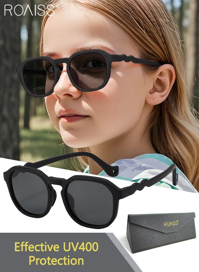 roaiss Round Polarized Sunglasses for Kids, UV400 Protection Cute Beach Holiday Sun Glasses with Lightweight Flexible TPEE Frame for Boys Girls and Children Age 3-12, Black - Image 1