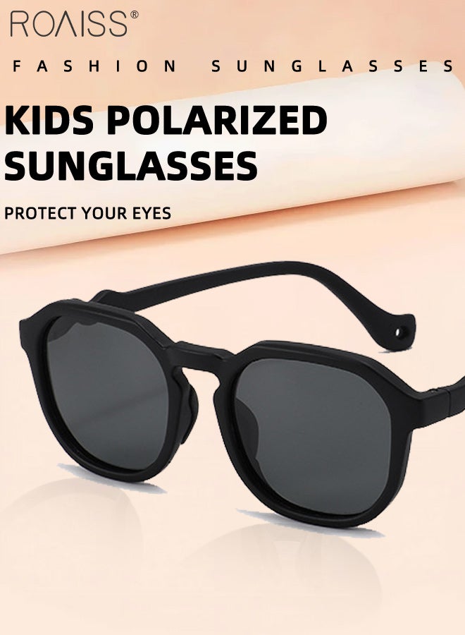 roaiss Round Polarized Sunglasses for Kids, UV400 Protection Cute Beach Holiday Sun Glasses with Lightweight Flexible TPEE Frame for Boys Girls and Children Age 3-12, Black - Image 4