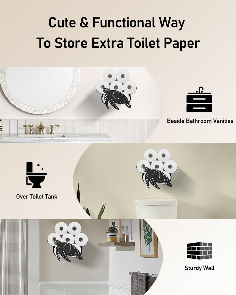 Wigag Sea Turtle Toilet Paper Holder for Extra 8 Rolls  Unique Decorative Toilet Paper Storage Wall Mounted  Farmhouse Bathroom Animal Decor Accessoris Storage Cabinet - Image 4