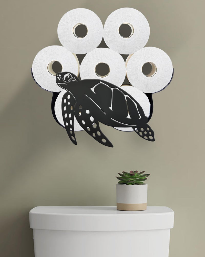 Wigag Sea Turtle Toilet Paper Holder for Extra 8 Rolls  Unique Decorative Toilet Paper Storage Wall Mounted  Farmhouse Bathroom Animal Decor Accessoris Storage Cabinet - Image 1