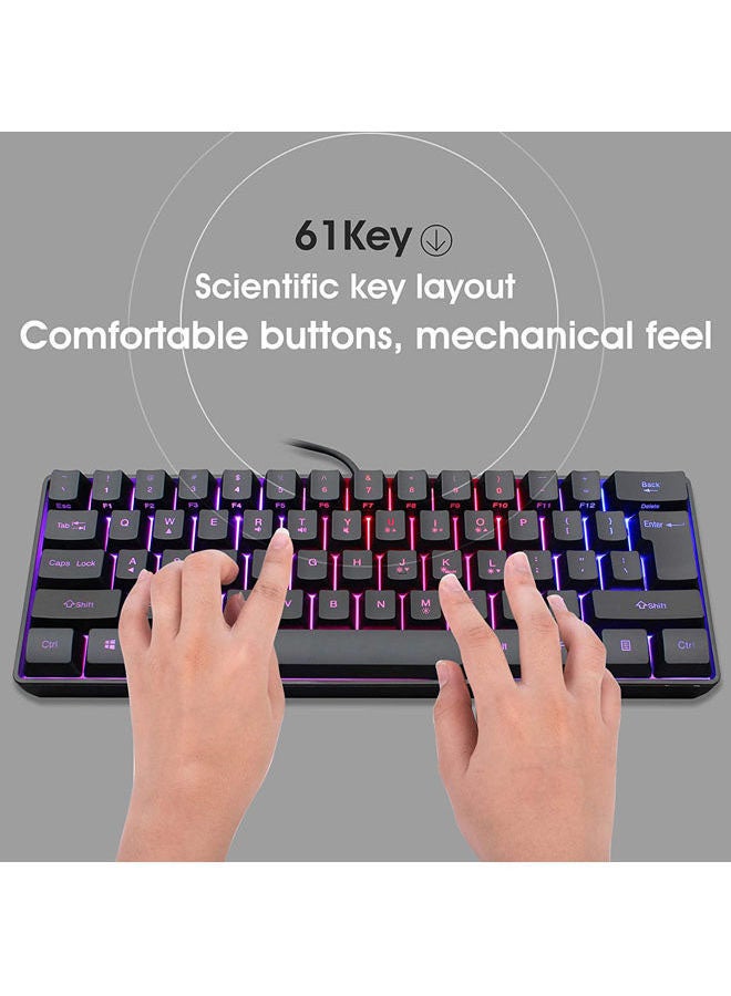 61-Keys Wired Waterproof RGB Backlit Gaming Keyboard - Image 2