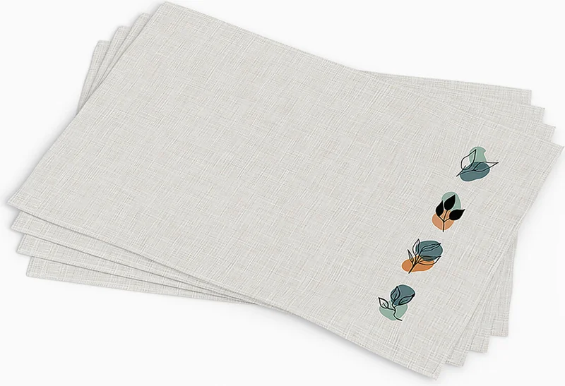 كانغو هوم Green Orange Bohemian Style Leaf Patterned Digital Printed Placemat Set of 4 4KMBS110-AS