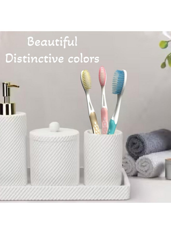 ALAZCO 3pc Soft Bristles Toothbrush Deep Cleaning Sensitive Teeth Gum Extra Fine Bristles Ergonomic Non-Slip Comfort Hold Tooth Brush & Caps Pastel Colors BPA-Free - Image 4