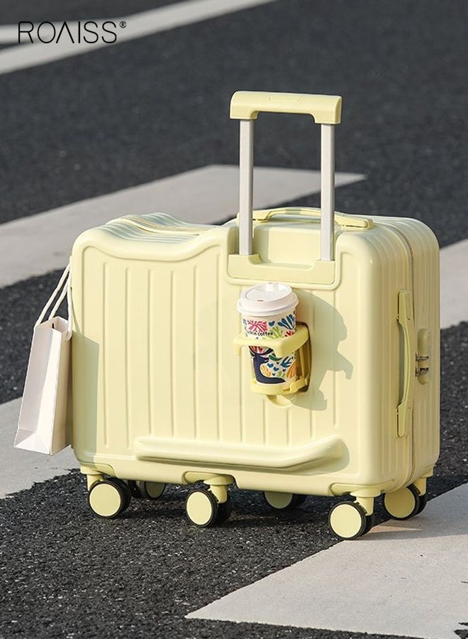 roaiss Unisex Kids Luggage Suitcase 20-inch Carry-on Luggage with 360° Spinner Wheels, Password Protected Zipper Lock, Durable and Lightweight Design Children's Travel, School Trips and Family Vacations Yellow