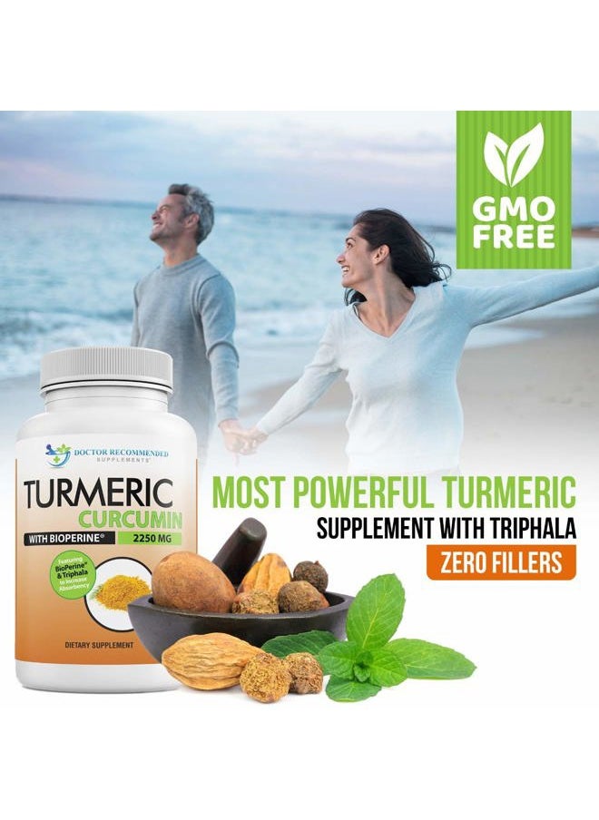 DOCTOR RECOMMENDED SUPPLEMENTS - Turmeric Curcumin with Bioperine and Triphala - 2250mg/d - 540 Veggie Capsules with Black Pepper Extract -Turmeric Supplement - Image 1