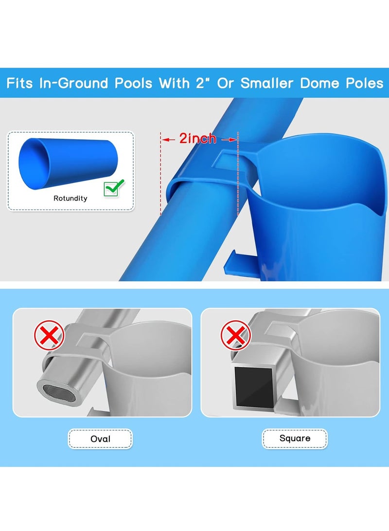 Excefore 4PCS Poolside Cup Holders for Above Ground Pools Plastic Swimming Pool Drink Holder Enjoy Your Drinks Without Spills for Drinks Fit for Thinner Round Top Rails Blue - Image 2