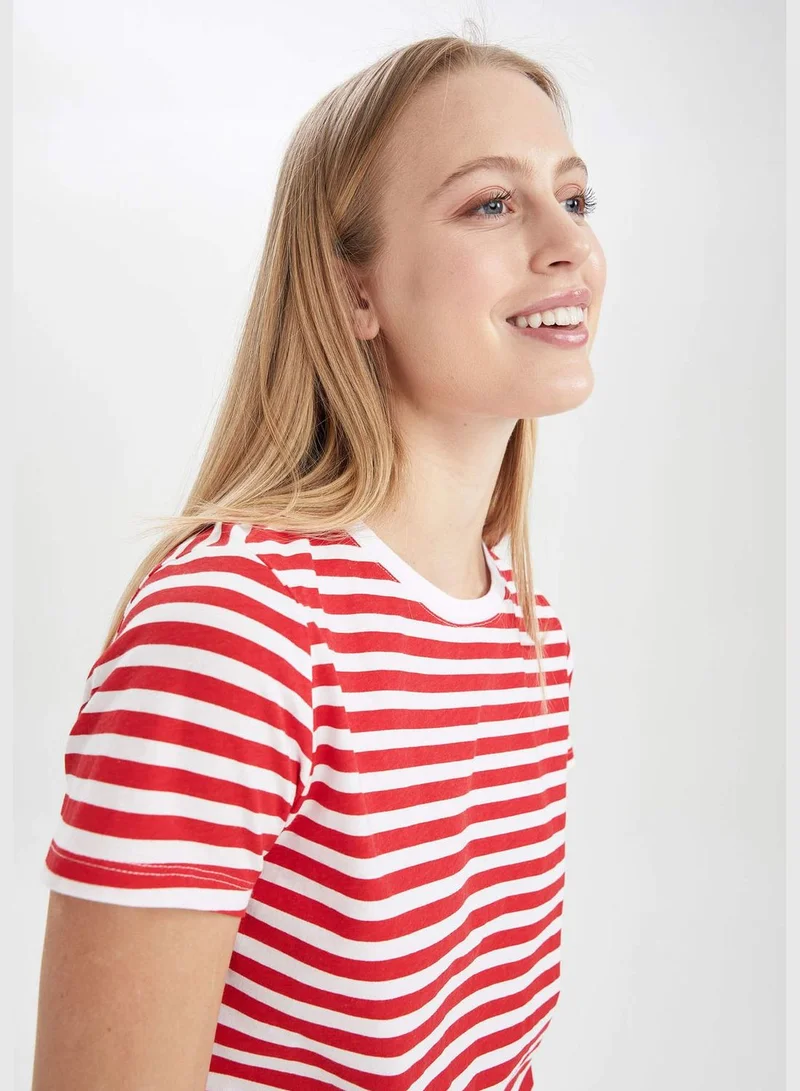 DeFacto Regular Fit Short Sleeve Striped T-Shirt