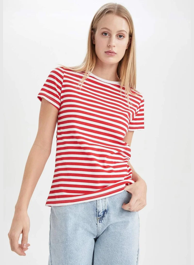 DeFacto Regular Fit Short Sleeve Striped T-Shirt