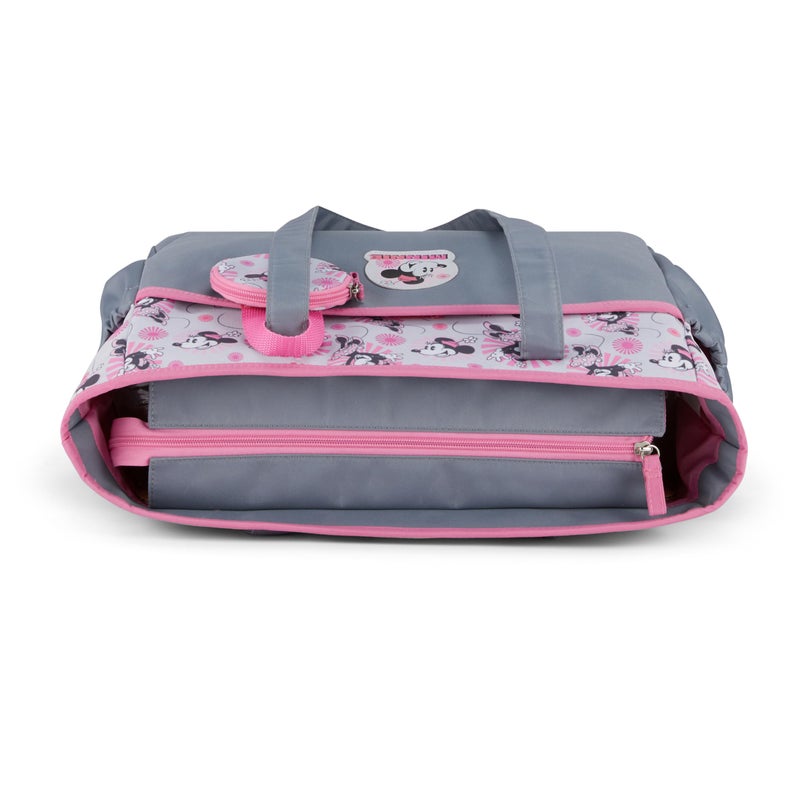 Disney حقيبة حفاضات سفر متعددة الوظائف من ديزني بيبي مع وسادة تغيير، ميني وردي رمادي - Image 5