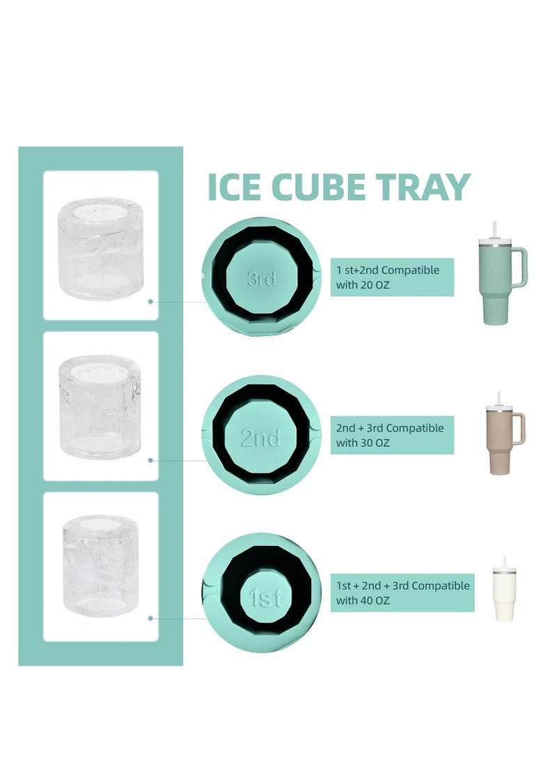 spa luxetique Ice Cube Tray for Stanley Cup tumbler, Silicone Ice Tray Water Bottle Ice Cube Tray with Lid Ice Cube Maker Ice Cube Stencil for Making 3 Hollow  - Image 2