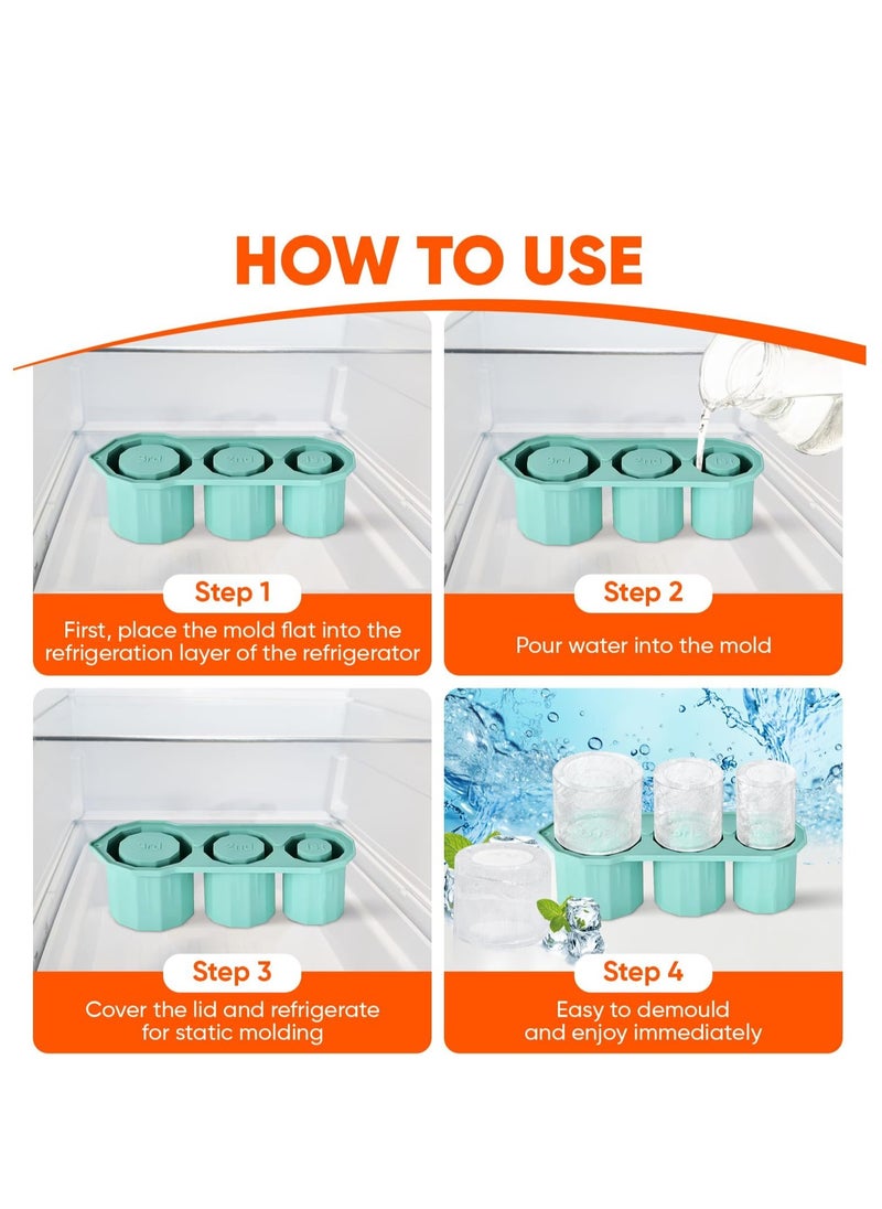 spa luxetique Ice Cube Tray for Stanley Cup tumbler, Silicone Ice Tray Water Bottle Ice Cube Tray with Lid Ice Cube Maker Ice Cube Stencil for Making 3 Hollow  - Image 5