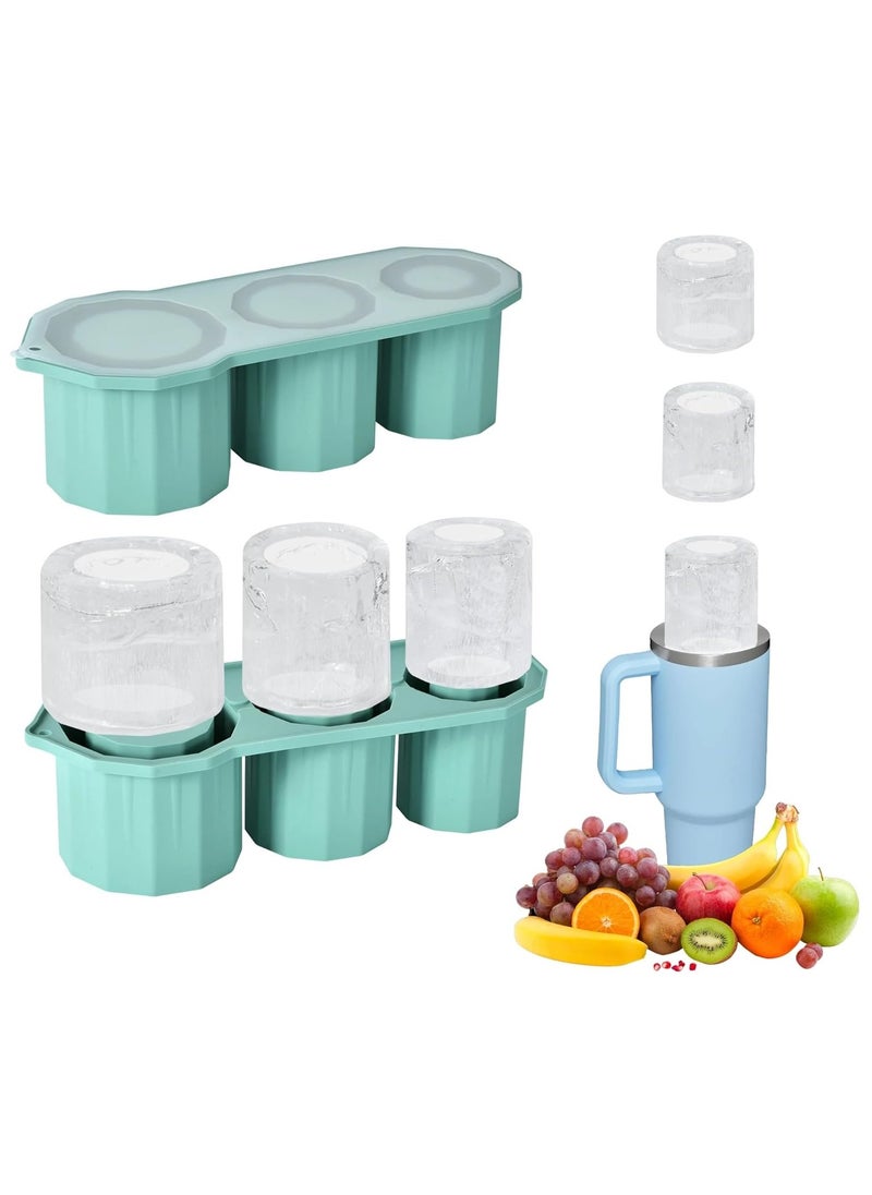 spa luxetique Ice Cube Tray for Stanley Cup tumbler, Silicone Ice Tray Water Bottle Ice Cube Tray with Lid Ice Cube Maker Ice Cube Stencil for Making 3 Hollow  - Image 1