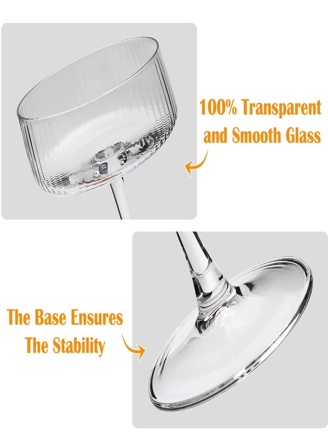 أكغوان أكواب كوكتيل مضلعة من أكجوان، طقم من 6 أكواب كوكتيل كريستالية سعة 10 أونصة، أكواب مارتيني عتيقة للبار، كوكتيل، مارغريتا، نبيذ، شمبانيا، مع علبة هدايا - Image 3