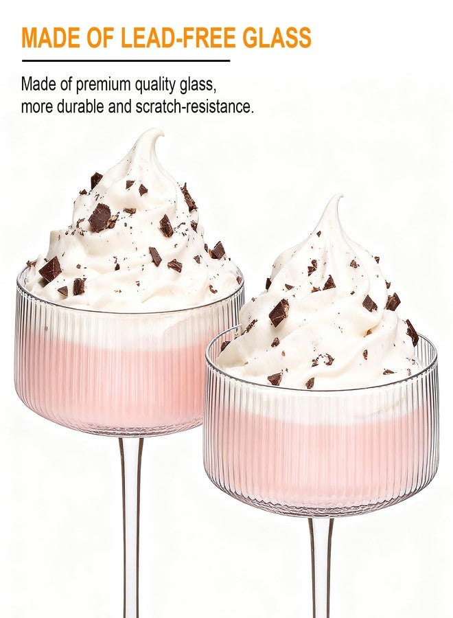 أكغوان أكواب كوكتيل مضلعة من أكجوان، طقم من 6 أكواب كوكتيل كريستالية سعة 10 أونصة، أكواب مارتيني عتيقة للبار، كوكتيل، مارغريتا، نبيذ، شمبانيا، مع علبة هدايا - Image 4