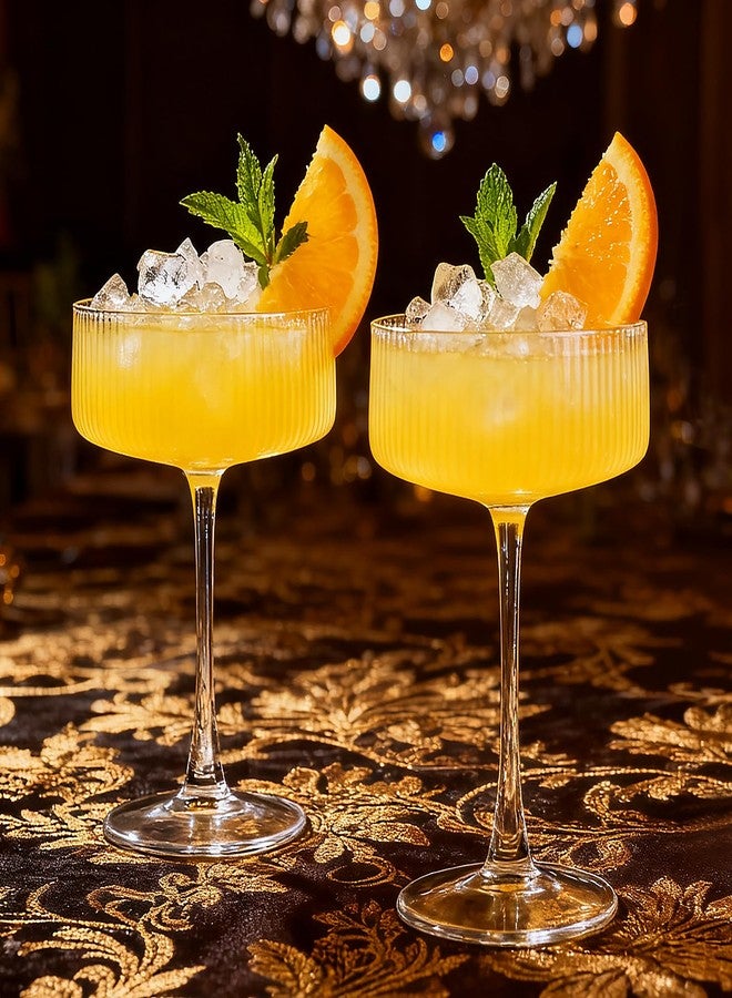 أكغوان أكواب كوكتيل مضلعة من أكجوان، طقم من 6 أكواب كوكتيل كريستالية سعة 10 أونصة، أكواب مارتيني عتيقة للبار، كوكتيل، مارغريتا، نبيذ، شمبانيا، مع علبة هدايا - Image 5