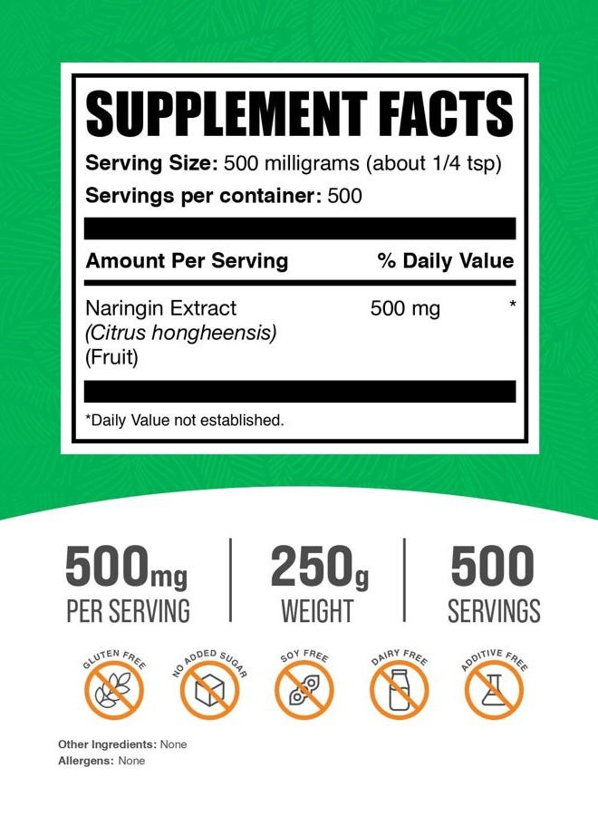 BULKSUPPLEMENTS.COM .com Naringin Extract Powder - Sourced from Citrus Fruit, Naringin Supplement - Herbal Supplement, Gluten Free, 500mg per Serving, 250g (8.8 oz) (Pack of 1) - Image 2