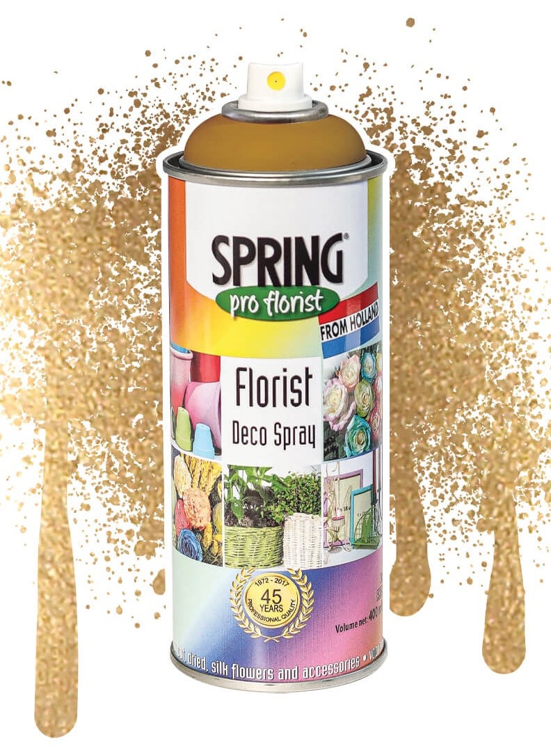 SPRING Spring Color Spray Brite Gold, 400ml, High-Quality Floral Spray for Fresh or Artificial Flowers 