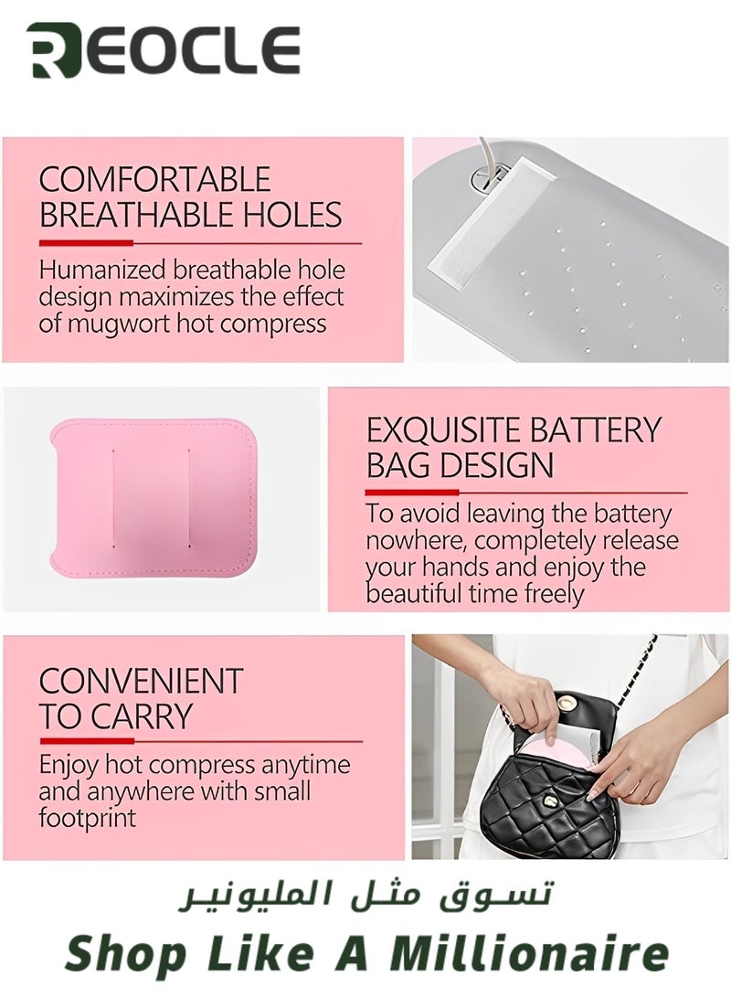 REOCLE Portable Menstrual Heating Pad, Back or Belly Heating Pad with 3 Heat Levels and 3 Massage Modes for Women and Girl - Image 3