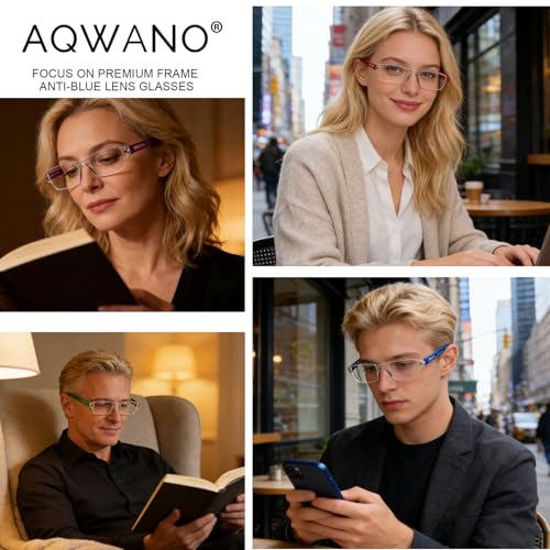 AQWANO Blue Light Blocking Computer Reading Glasses 5 Pack Clear Frame Rimless Readers Anti Glare Filter Lightweight for Women Men,2.0 - Image 4
