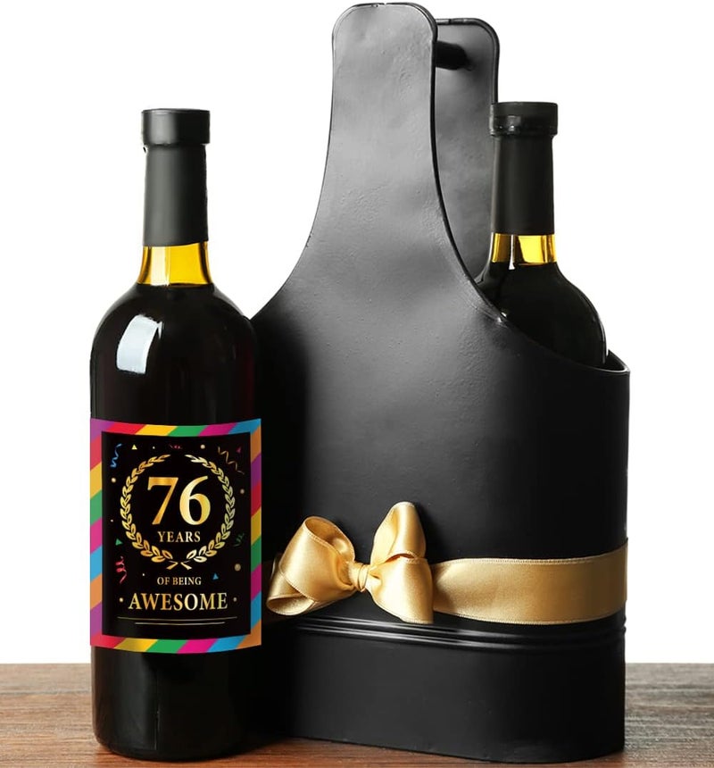 Paintio 76th Birthday Wine Labels - Wine Bottle Stickers Birthday Supplies for 76 Years Old Happy Birthday Party - Gift Idea for Birthday Anniversary - 76th Birthday Party Decorations [Set of 6] - Image 4