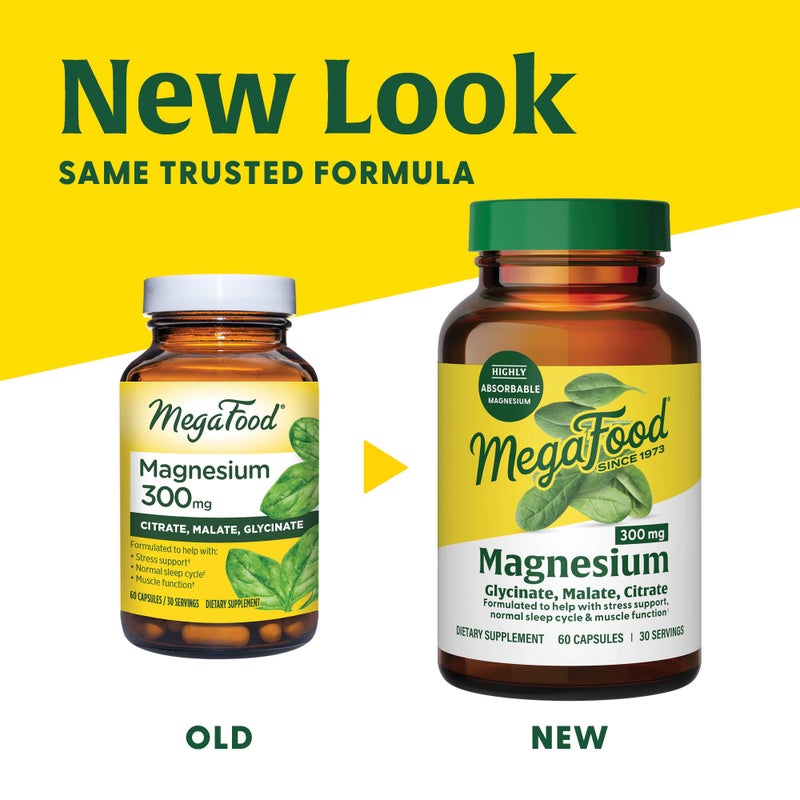 MegaFood Magnesium 300 mg - Highly absorbable blend of Magnesium Glycinate, Magnesium Citrate & Magnesium Malate to Help Support Heart, Nerve Health and Relaxation - 60 Capsules (30 Servings) - Image 3
