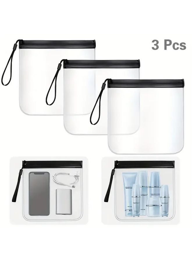 Gray Toiletry Bag 3 Pcs Travel Organizer Pouch with Detachable Shoulder Strap Leak Proof Cosmetic Jewelry Storage - Image 5