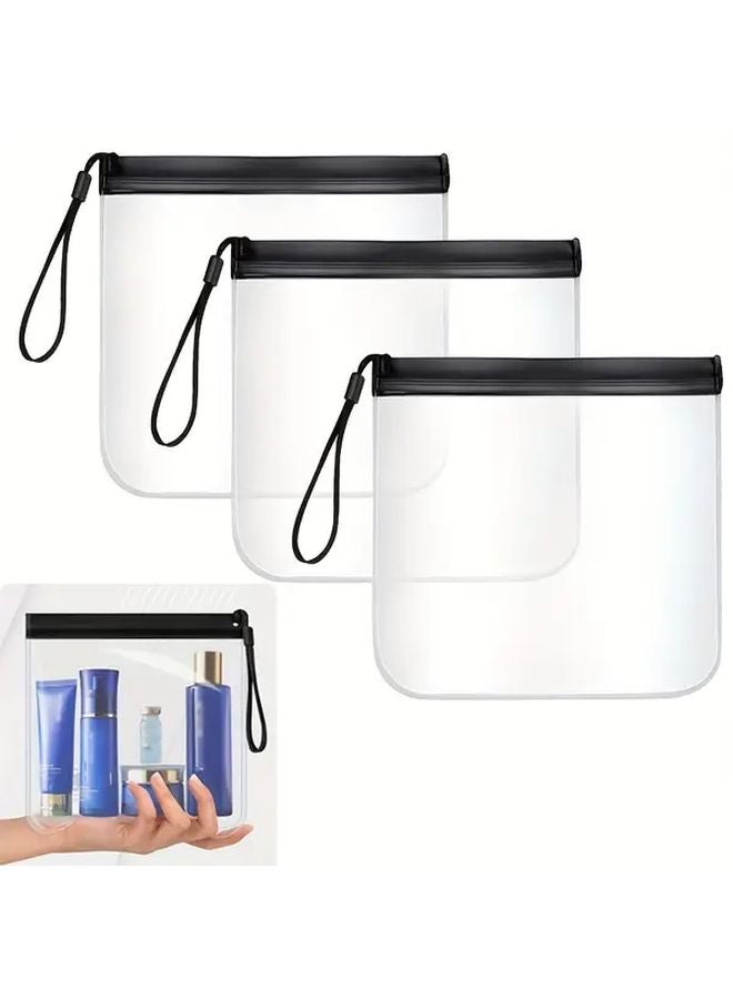 Gray Toiletry Bag 3 Pcs Travel Organizer Pouch with Detachable Shoulder Strap Leak Proof Cosmetic Jewelry Storage - Image 1